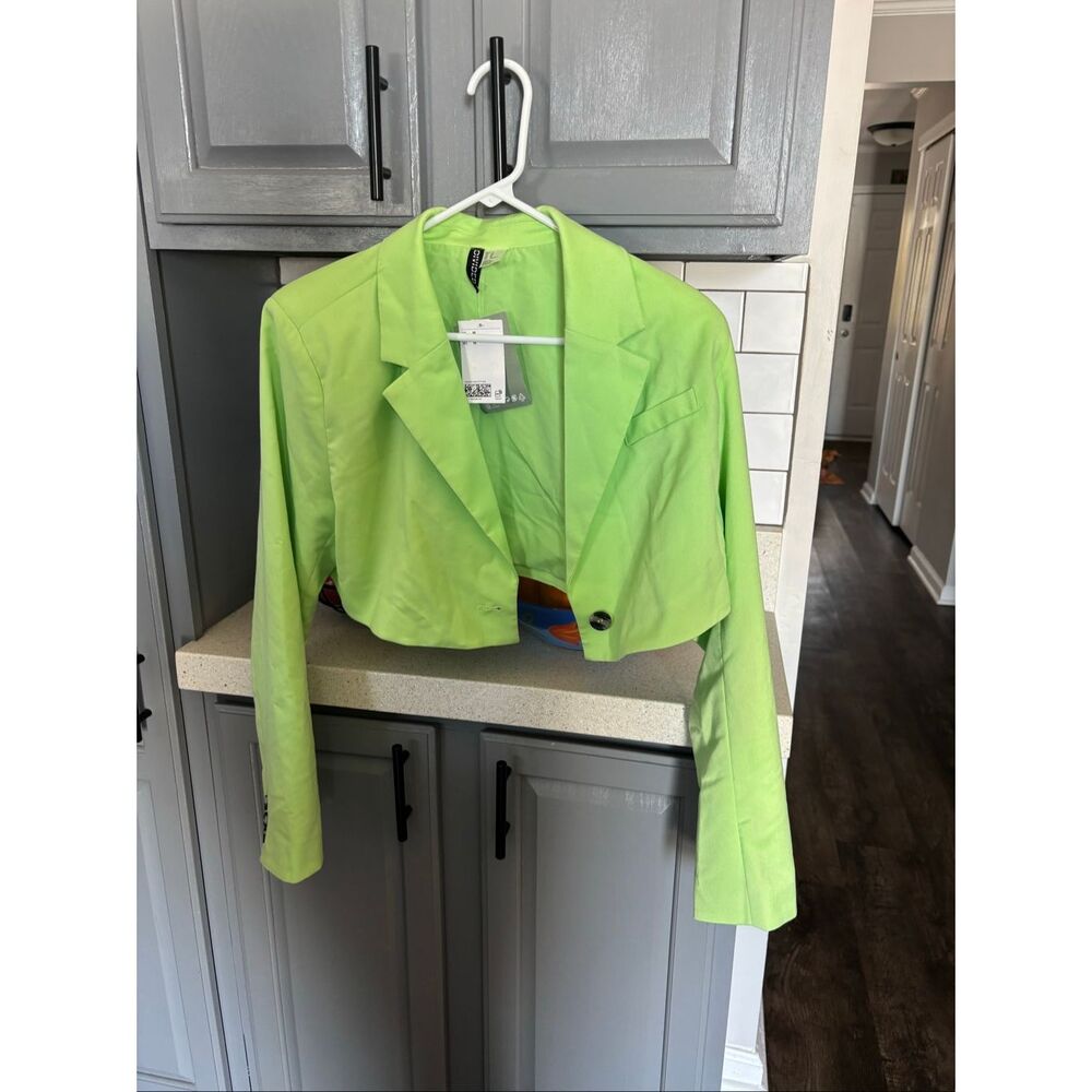 Divided Cropped Lime Green Blazer